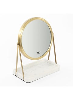 Buy Icon Table Mirror, Gold And White - 18X11X24.5 Cm in UAE