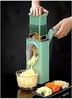 اشتري "7 in 1 Multifunctional Vegetable Chopper: Grater and Slicer Manual with 2 Different Grating Vegetables and Slicing Different Shapes, Round Slicer, Potato Chips, Easy to Use Kitchen Tool في مصر