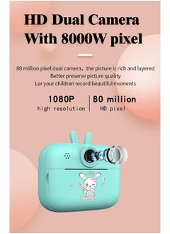 Buy High Definition Mini Instant Film Camera, Children's Polaroid New Thermal Printing Digital Camera, 3 Rolls of Photo Paper and Charger (blue) in Saudi Arabia