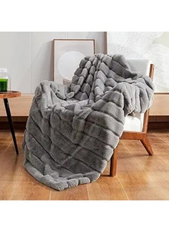 Buy Cozy Bliss Faux Fur Throw Blanket for Couch, Cozy Soft Plush Thick Winter Blanket for Sofa Bedroom Living Room, 50 * 60 Inches Grey in Saudi Arabia