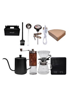 Buy Coffee Drip Kit Drip Set,8pcs Specialty Professional Coffee Maker Tools Barista Drip Coffee Kit Gooseneck Kettle Pour Over Coffee Grinder Coffee Scale Coffee Filter Thermometer for Home Gathering in Saudi Arabia