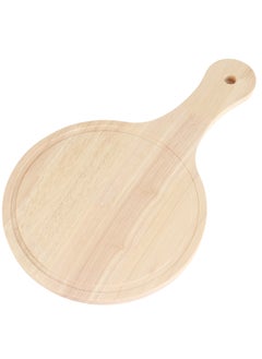 Buy Pizza serving tray with a circular wooden design, beige in Saudi Arabia