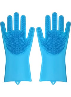 اشتري Magic Dishwashing Gloves Reusable Silicone Gloves with Scrubber Brush Suit for Kitchen, Pet Grooming, Bathroom, Washing Car Cleaning FDA Certified & Heat Resistant Hand Scrub |1 Pair-Random Color| في الامارات