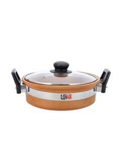 Buy Traditional Cookware Clay Handi With Glass Lid, OMCP6015 ,100% Eco-Friendly 500 ml  Cookware With Bakelite Handle And Knob, Clay pot in UAE