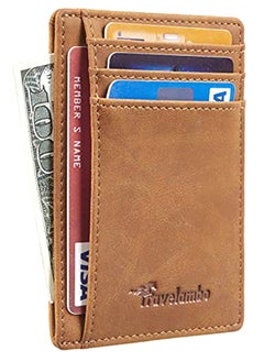 اشتري Front Pocket Minimalist Leather Slim Wallet Brown في الامارات