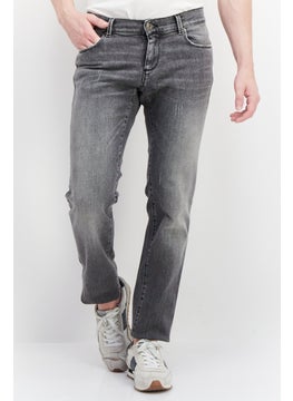 Buy Men Regular Fit Dark Wash Stretchable Jeans, Dark Grey in UAE