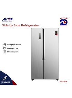 Buy 532 LTR  SIDE BY SIDE Refrigerator, 18.39 Feet | NOFROST Refrigerator| SILVER color | Energy Saving | Multi Air Flow | Inside LED lighting | Hygiene cooling| Model Name: RO2-820SNF in Saudi Arabia