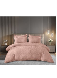 Buy Classy Comforter Set King size Tufted Leaf Pattern  Light Weight Textured Whole Piece Fitted Bedding Set, Comforter,Tufted Pillowcase PINK in UAE