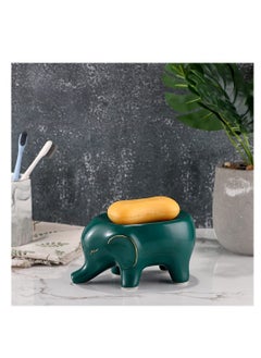 اشتري SYOSI, Ceramic Elephant Soap Dish Holder, Self Draining Soap Container Holder, Lovely Animal Drainable Soap Tray for Bathroom Sink Tub, Kitchen في السعودية