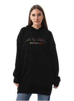 Buy Free As A Birds Pattern Black Hooded Sweater in Egypt