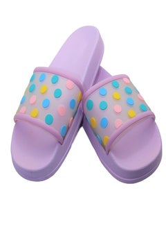 Buy Casual Flip Flops, Ladies Soft Polka Dots Slides Slippers, Great Fit Footbed, Thick Bottom Non-Slip Slippers, Indoor and Outdoor, For Women, Purple in UAE