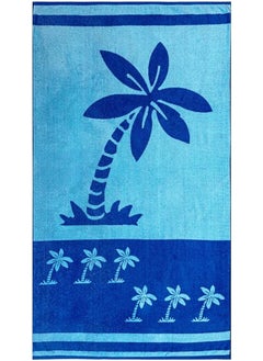 Buy Signoola Beach Towel 90 x 170 cm Blue Palm , 100% cotton. in Egypt