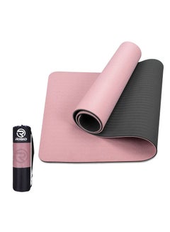 Buy 6mm Anti-Slip TPE Yoga Mat with Strap, Bag - Knee Support, Non-Slip, Lightweight for Yoga, Pilates, Fitness, Home Workouts 183*66 cm (Pink/Black) in UAE