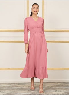 Buy Smocked Waist A-Line Maxi Dress in Saudi Arabia