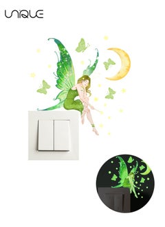 Buy Butterfly Fairy Luminous Wall Decal Sticker, Lovely Light Switch Wall Sticker, Cartoon Princess Wings Light Switch Decorative Sticker (Green) in UAE