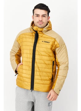 Buy Men Sportswear Fit Outdoor Puffer Jacket, Mustard/Tan in UAE