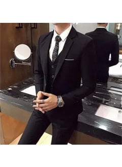 Buy Mens Casual Blazer Set Autumn Winter Slim Fit Fashion Suit Black (suit + suit pants) in Saudi Arabia