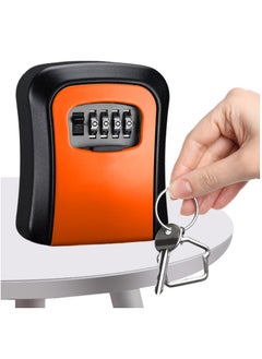 Buy Key Storage Safe Box 4 Digits Combination Key Lock Box with Resettable Wall Mounted for Outdoor and Indoor Home Hotel Office Orange in UAE