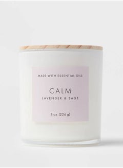 Buy Wood Lidded Glass Wellness Calm Candle 226g Lavender Scent in UAE