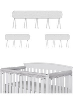 Buy Crib Bumper Rail Cover Rail Guard Rail Cover Wrapped Bed Crib Rail Guard Cover Edge Protector for Toddler Bed Rails Ultra Soft Reversible Guardrail Cover Protector for baby (3Pcs Grey) in UAE