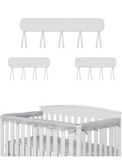 Buy Crib Bumper Rail Cover Rail Guard Rail Cover Wrapped Bed Crib Rail Guard Cover Edge Protector for Toddler Bed Rails Ultra Soft Reversible Guardrail Cover Protector for baby (3Pcs Grey) in UAE