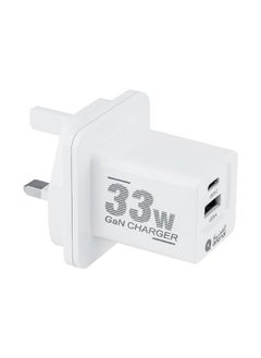 Buy 33W 2-Ports Type-C and Type-A USB Wall Charger with Power Delivery Support with GaN Technology White 12 x 10 x 5.3 cm UC05 in Saudi Arabia