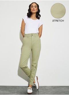 Buy Paper Bag Waist High Rise Mom Jeans in Saudi Arabia