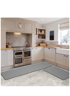 Buy Next Vogue Cushioned Anti-Fatigue, 2 Piece Set, Gray Kitchen Mats, Non Skid Waterproof Comfort Standing Kitchen Mats 120cmx44cm and 75cmx44cm in UAE