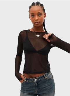 Buy Mesh Knitted Crop Top in Saudi Arabia