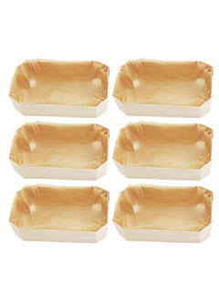 Buy Paper Loaf Pan, Oven Tray Tool Trays Poplar Wood Paper Loaf Pan, Paper Baking Loaf Mold Recyclable Providing Beautiful Display for Baked Goods Loaf Toast Mold 6 Pcs Dessert Trays Cheesecake in UAE