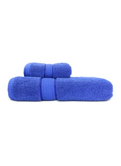 Buy Hotel Linen Klub LUXURY PACK of 2  Bath and Hand Towel Set - 100% Cotton 650 GSM Terry Dobby Border Ring Spun - Super Soft ,Quick Dry,Highly Absorbent ,Royal Blue in UAE