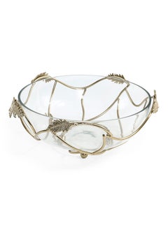 اشتري Aby Decorative Bowl, Clear & Gold - 32.39x12.7 cm في الامارات