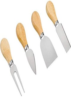 اشتري 4 Piece Cheese Knife Set With Bamboo Wood Handle. Wooden And Stainless Steel Knives And Fork For Cutting Cheeses, Formaggio， For Housewarming, Birthday, Wedding, Thanksgiving في الامارات