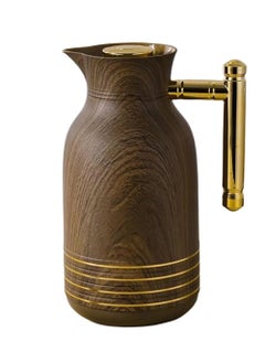 Buy Thermos For Tea And Coffee Dark Wooden/Golden 1Liter in Saudi Arabia