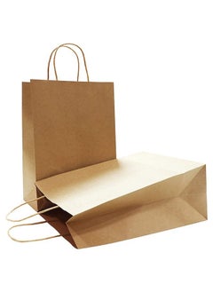 اشتري 50 Pieces Kraft Paper Bags Gift Bags With Sturdy Handles  For Shopping, Packaging Banquet Gifts, Candies, Biscuits في الامارات