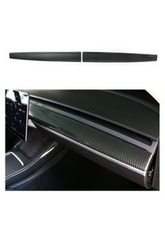 اشتري 2Pcs ABS Carbon Fiber Style Dashboard Dash Cover Protector Wrap Cap Interior Accessories Compatible with Tesla Model 3 Model Y 221 222 في الامارات