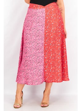 اشتري Women Floral Midi Skirt, Red في السعودية