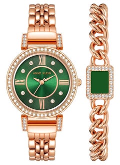 اشتري Anne Klein Women's Premium Crystal Accented Watch and Bracelet Set AK2928GNST في السعودية