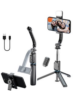 اشتري Tycom selfie stick gimbal stabilizer with light removable clip can be used as a Phone stand tiktok vlog youtube live Video record(C01s Black) في الامارات