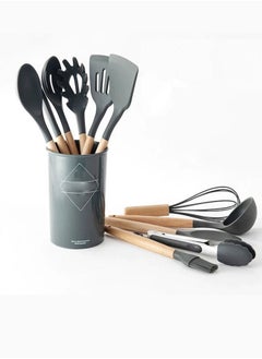 Buy Cooking utensil Set 12 Pcs Silicone Spatula Set for Baking Cooking & Decorating Home Kitchen Spatula Spoon Gadget with Holder for Nonstick Cookware  Heat-Resistant & BPA-Free Cooking Spatula Set in UAE