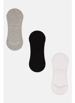 Buy Men 3 Pair Invisible Socks, Grey/White/Black in UAE