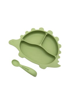 Buy BPA-Free Silicone Dinosaur Plate and Spoon Feeding set in UAE