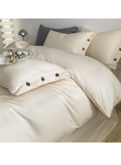 اشتري Bed Cover Set, Soft Luxurious Pure Bedsheet Set, Long-staple Cotton Simple Solid Color Bed Sheet Quilt Cover Bedding Twill Cotton Set,( milkshake white, 2.0m bed sheet four-piece set) في الامارات