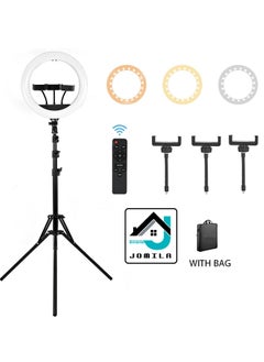 Buy 18 inch LED Ring Light with Tripod Stand Selfie Ring Light with Touch Panel for Makeup Studio Portrait YouTube Vlog Video Shooting with Carrying Bag and Remote Controller in UAE