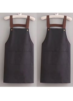 Buy 2pcs Waterproof Kitchen Cooking Apron Chef Aprons With Pocket in UAE