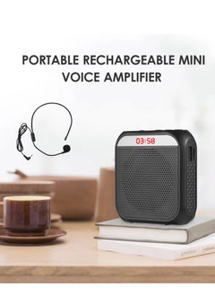 اشتري Sound Amplifier Portable Rechargeable Mini Voice Amplifier with MIC Recording Function Wired Headmount Microphone & Waistband في السعودية