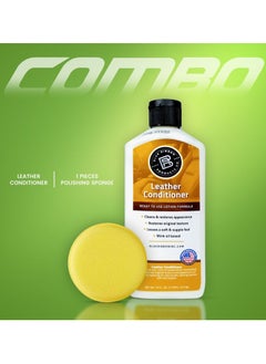 Buy Combo Blue Ribbon Car Leather Conditioner Lotion For Car  Leather Parts 473ml  and  1 Pcs Wax Polishing Sponge in Saudi Arabia