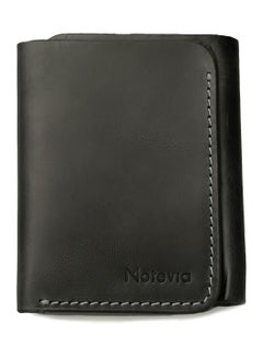 Buy Motevia 3 Layer Genuine Leather Wallet Purse Pouch Card Money Holder Mens Genuine Leather with 5 Inner Pockets (Black) in Egypt