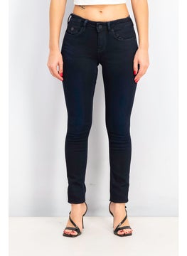 Buy Women Skinny Fit Solid Mid Rise Stretchable Jean, Navy in Saudi Arabia