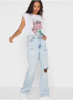 Buy Ripped High Waist Jeans in UAE